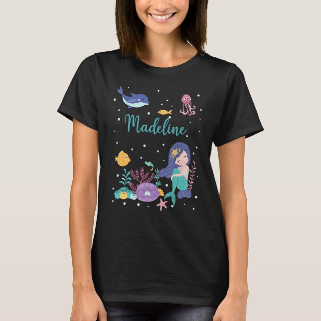 Madeline Namn Gift Personlig Sjöjungfru T Shirt (Framsida)