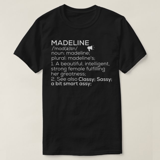 Madeline Namn Madeline Definition Madeline Female T Shirt (Design framsida)