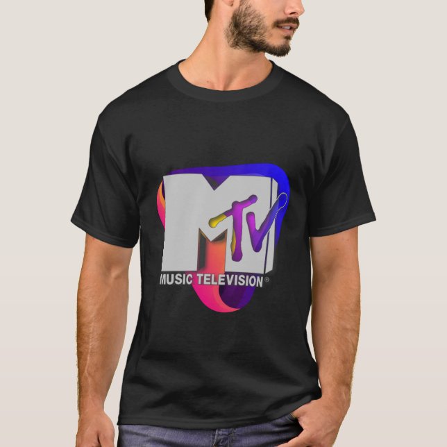 Mademark x MTV - Retro MTV Logotyp 80's Chrome Eff T Shirt (Framsida)