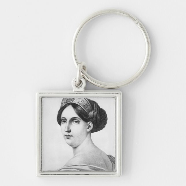 Mademoiselle George, 1825 Fyrkantig Silverfärgad Nyckelring (Framsidan)