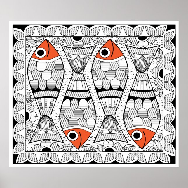 Madhubani 4 Fish Poster (Framsidan)