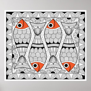 Madhubani 4 fisk poster