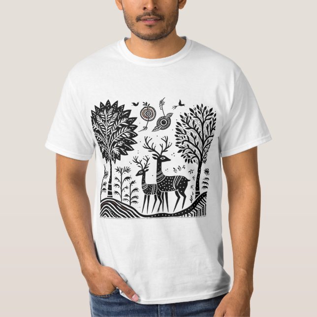Madhubani hjort t shirt (Framsida)