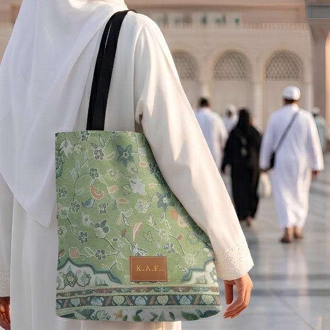 Madinah grön matttryck i läderlook Patch-gåva Tygkasse (Skapare uppladdad)
