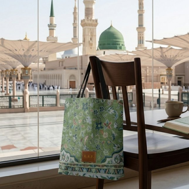 Madinah grön matttryck i läderlook Patch-gåva Tygkasse (Skapare uppladdad)