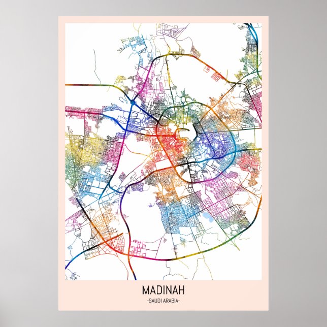 Madinah Saudiarabien City Karta Poster (Framsidan)