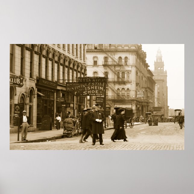 Madison Ave från toppmötet St, Toledo, OH tidigt 1 Poster (Framsidan)