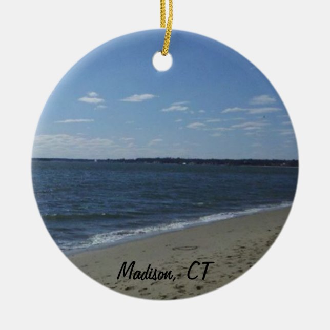 Madison CT Connecticut Hammonasset Beach Julgransprydnad Keramik (Framsidan)