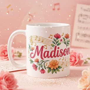 Madison Floral Musikälskare Glittermugg Kaffemugg