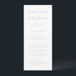 Madison Lilac Elegant bröllop Meny<br><div class="desc">Klassiska menyer i stil bröllop med en enkel utformning av eleganten med namn i skript och dina uppgifter i serif typsnitt.</div>