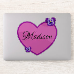 Madison Namn Logotyp with Pansies Klistermärken