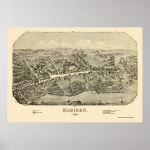 Madison panorama- karta för CT - 1881 Poster
