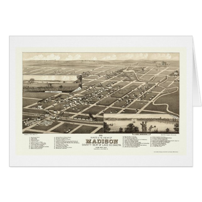 Madison panorama- karta för SD - 1883 Hälsningskort (Framsidan Horizontal)