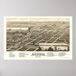 Madison panorama- karta för SD - 1883 Poster