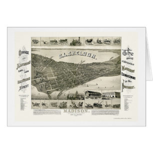 Madison panorama- karta för WI - 1885 Hälsningskort