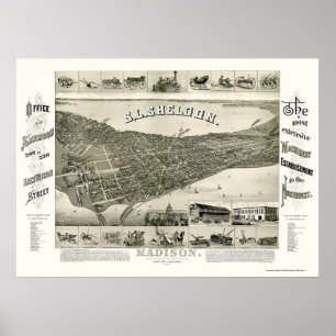 Madison panorama- karta för WI - 1885 Poster