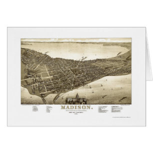 Madison panorama- karta för WI - 1885b Hälsningskort
