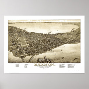 Madison panorama- karta för WI - 1885b Poster