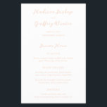Madison Peach Elegant bröllop Menu Flygblad<br><div class="desc">Klassiska menyer i stil bröllop med en enkel utformning av eleganten med namn i skript och dina uppgifter i serif typsnitt.</div>