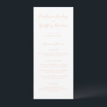 Madison Peach Elegant bröllop Meny<br><div class="desc">Klassiska menyer i stil bröllop med en enkel utformning av eleganten med namn i skript och dina uppgifter i serif typsnitt.</div>