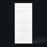Madison Powder Blue Elegant bröllop Meny<br><div class="desc">Klassiska menyer i stil bröllop med en enkel utformning av eleganten med namn i skript och dina uppgifter i serif typsnitt.</div>