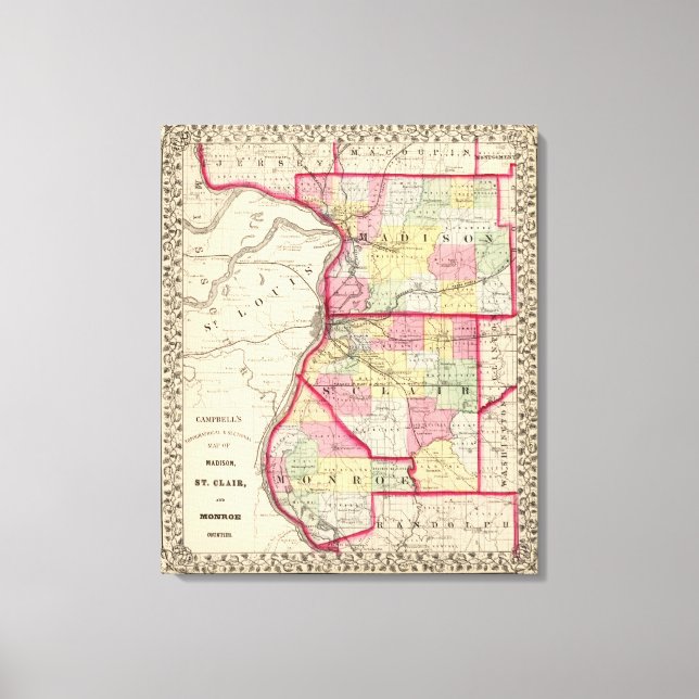 Madison, St Clair, Monroe County Canvastryck (Framsida)