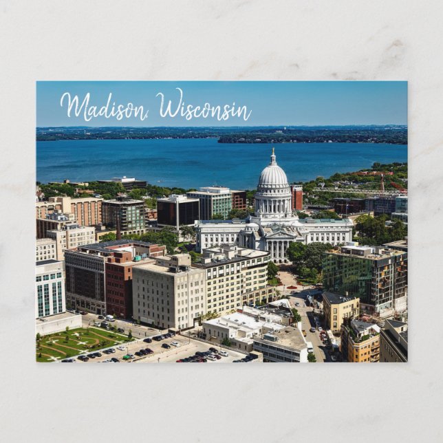 Madison, vykort för Wisconsin Huvudstad (Framsida)