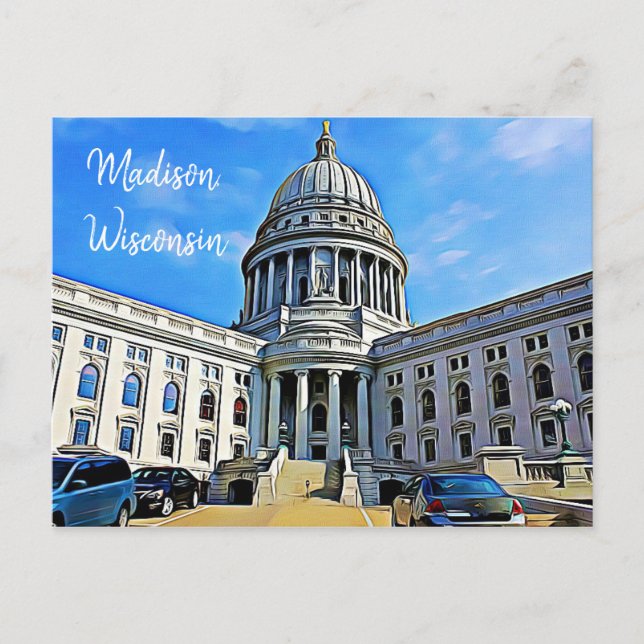 Madison, vykort för Wisconsin Huvudstad (Framsida)
