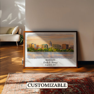Madison Wisconsin Affisch, Akvarell, Anpassad Poster
