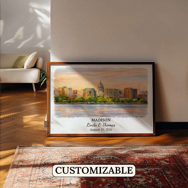 Madison Wisconsin Affisch, Akvarell, Anpassad Poster (Skapare uppladdad)