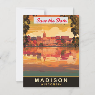 Madison Wisconsin Capitol Bröllopsinbjudan Spara Datumet