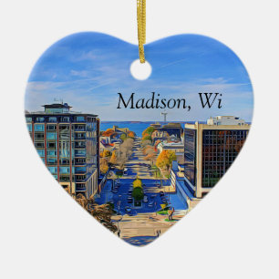 Madison, Wisconsin Cheese Head-julen Keepie Julgransprydnad Keramik