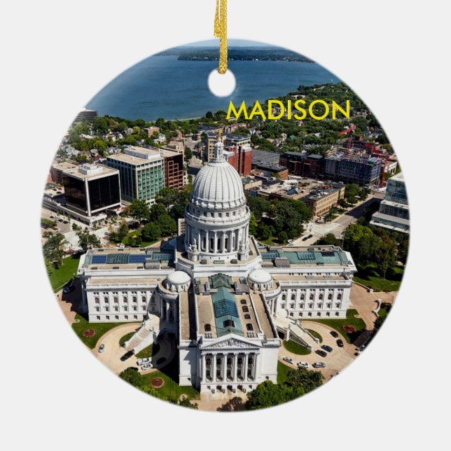 Madison Wisconsin cirklar prydnaden Julgransprydnad Keramik (Baksidan)