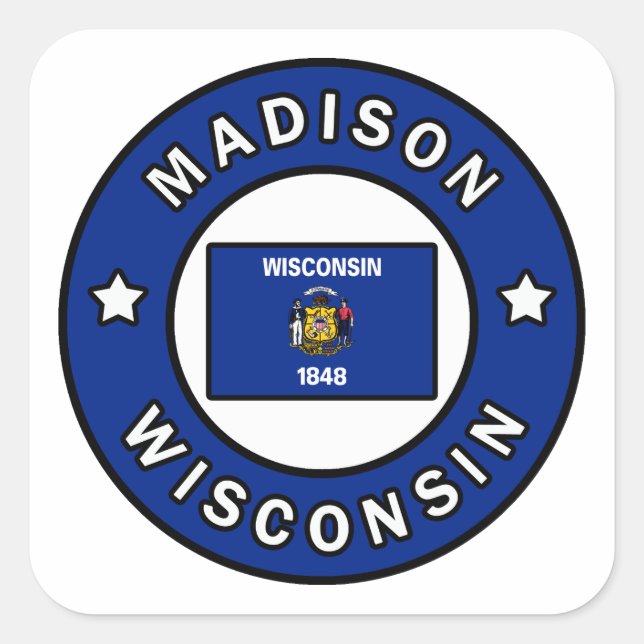 Madison Wisconsin Fyrkantigt Klistermärke (Framsida)