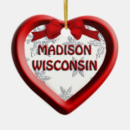 Madison Wisconsin Heart-julprydnaden Julgransprydnad Keramik