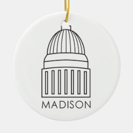 Madison Wisconsin huvudstadbyggnad Julgransprydnad Keramik