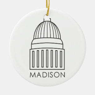 Madison Wisconsin huvudstadbyggnad Julgransprydnad Keramik