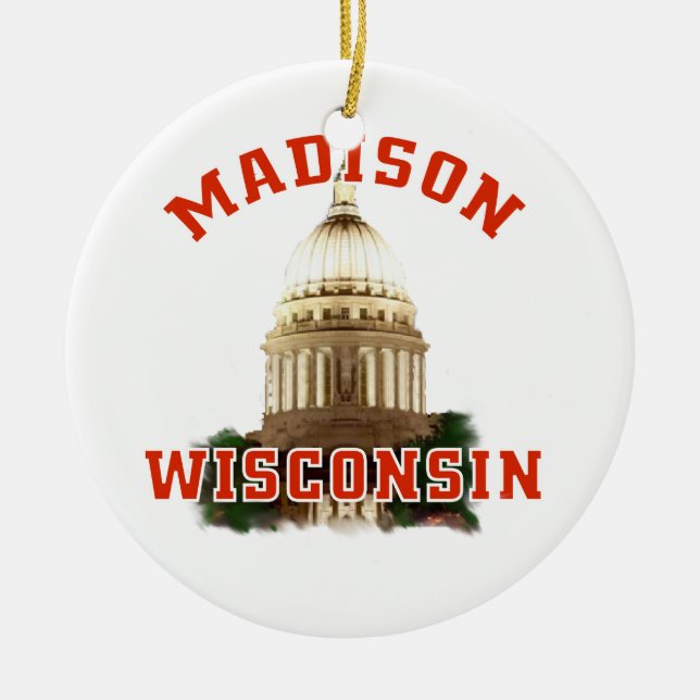 Madison Wisconsin Julgransprydnad Keramik (Framsidan)