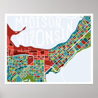 Madison, Wisconsin Karta Poster