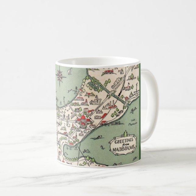  Madison Wisconsin Lakes Map Mug Kaffemugg (Framsida höger)