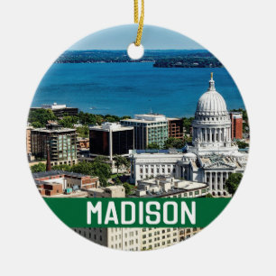 Madison Wisconsin Memento Photo Julgransprydnad Keramik