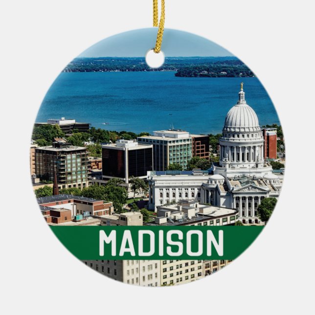 Madison Wisconsin Memento Photo Julgransprydnad Keramik (Framsidan)