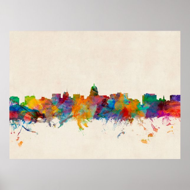 Madison Wisconsin Skyline Cityscape Poster (Framsidan)