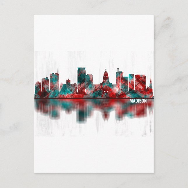 Madison Wisconsin Skyline Helg Vykort (Framsida)
