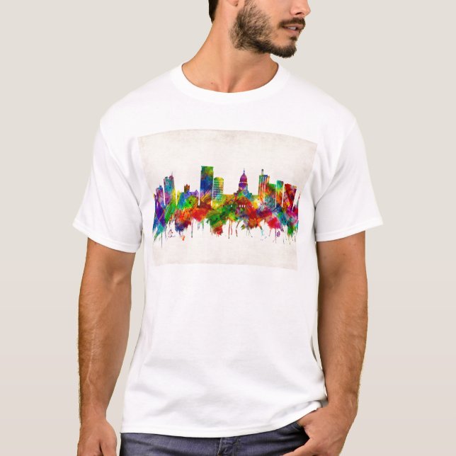 Madison Wisconsin Skyline T Shirt (Framsida)