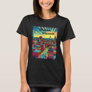 Madison, Wisconsin Skyline vid Sunset T Shirt