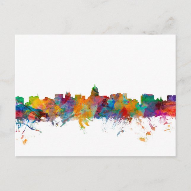 Madison Wisconsin Skyline Vykort (Framsida)