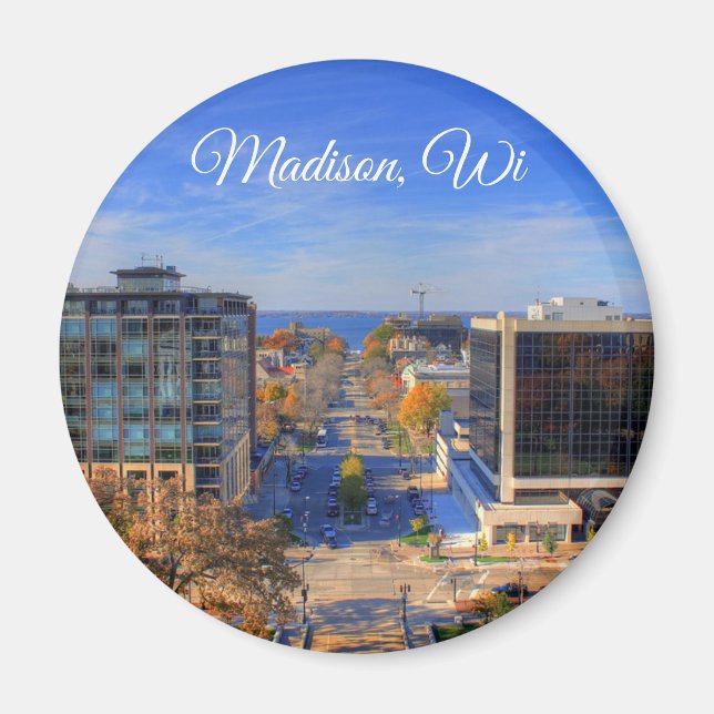 Madison, Wisconsin Souvenir Keepsaké Magnet (Framsidan)