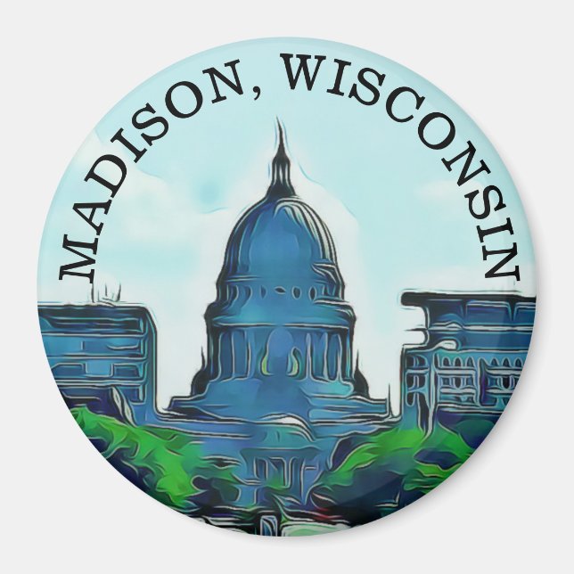 Madison, Wisconsin Souvenir Magnet (Framsidan)