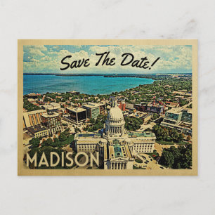 Madison Wisconsin sparar Vintagens vykort för datu